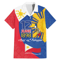 Philippines Independence Day Family Matching Mermaid Dress and Hawaiian Shirt Araw ng Kalayaan Polynesian Sun and YAKAN Pattern LT03 Dad's Shirt - Short Sleeve Blue - Polynesian Pride