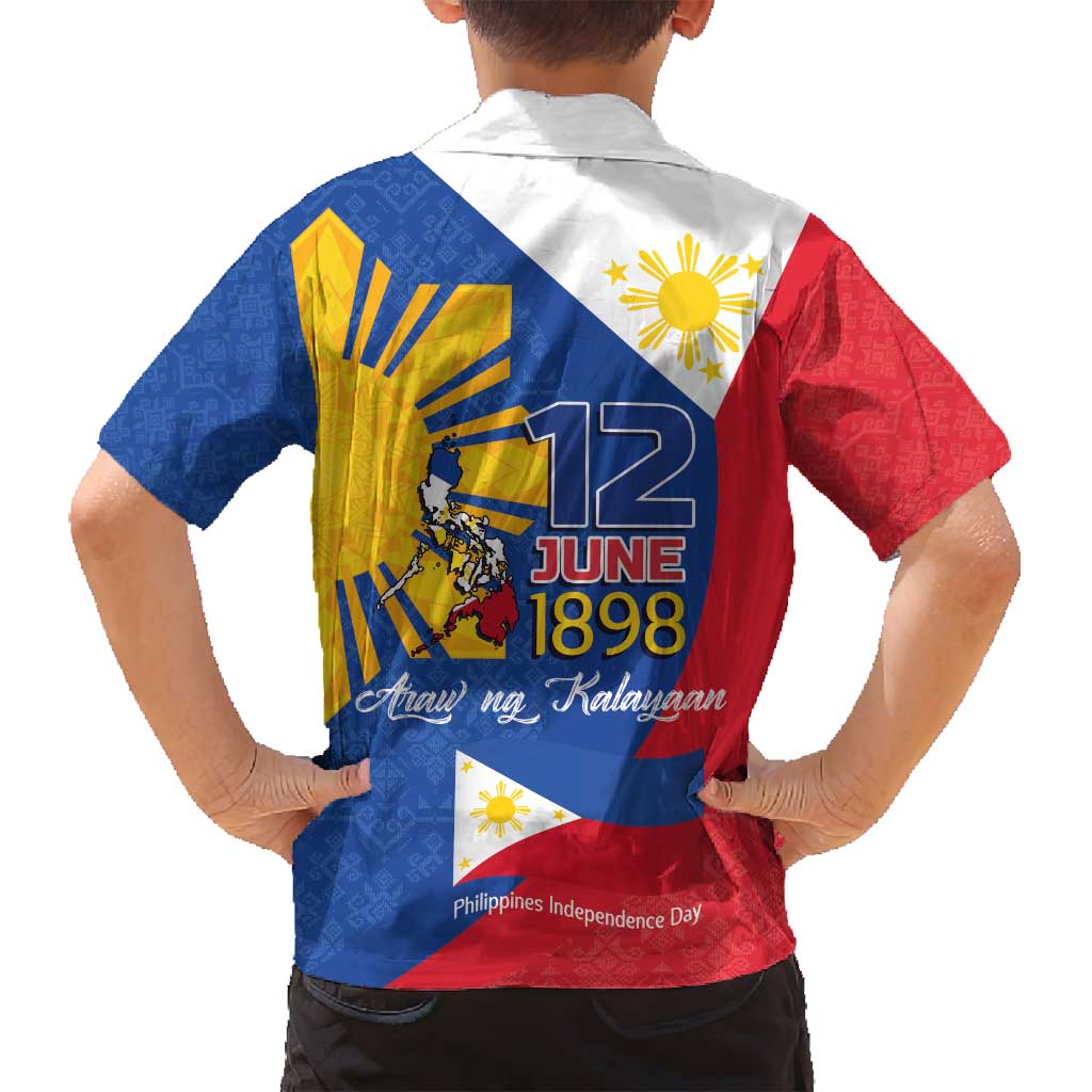 Philippines Independence Day Family Matching Off Shoulder Maxi Dress and Hawaiian Shirt Araw ng Kalayaan Polynesian Sun and YAKAN Pattern LT03 - Polynesian Pride