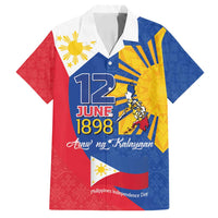 Philippines Independence Day Family Matching Puletasi and Hawaiian Shirt Araw ng Kalayaan Polynesian Sun and YAKAN Pattern LT03 Dad's Shirt - Short Sleeve Blue - Polynesian Pride
