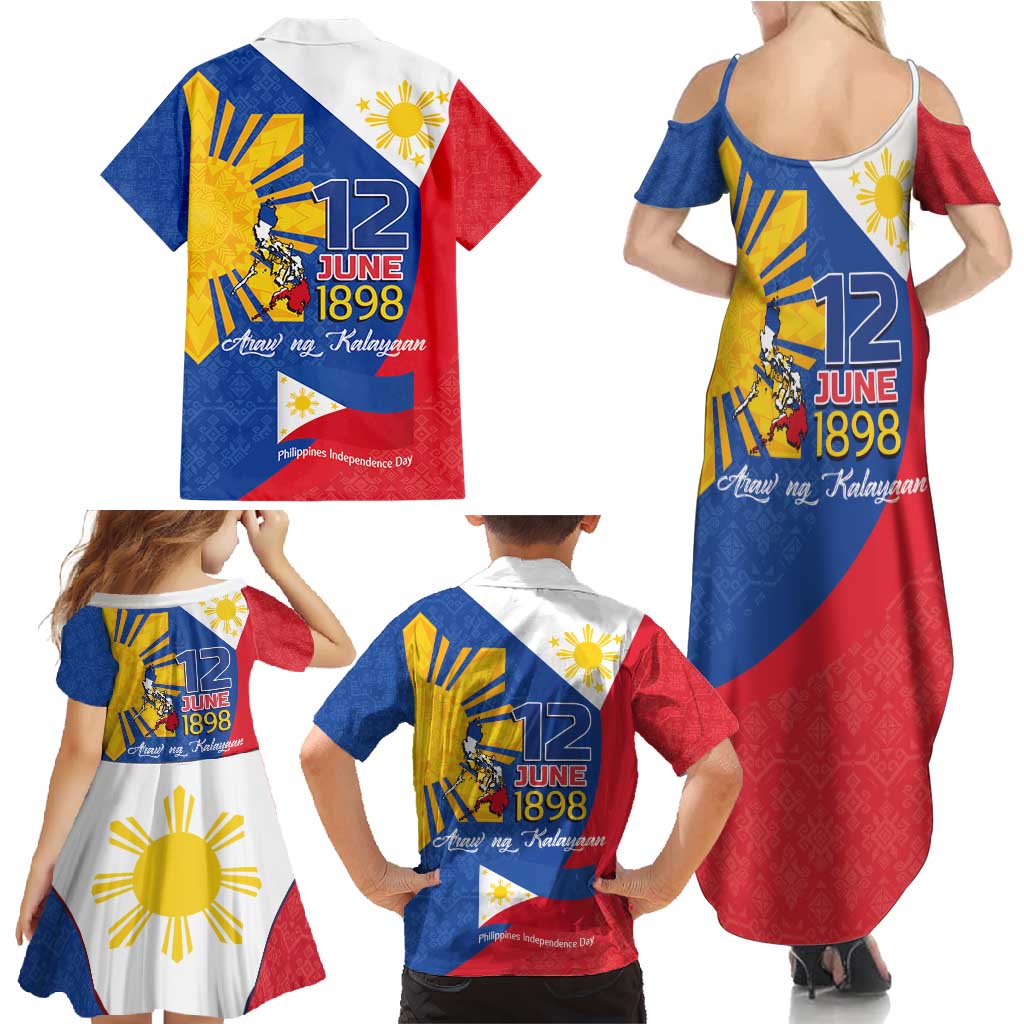 Philippines Independence Day Family Matching Summer Maxi Dress and Hawaiian Shirt Araw ng Kalayaan Polynesian Sun and YAKAN Pattern LT03 - Polynesian Pride