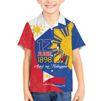 Philippines Independence Day Family Matching Summer Maxi Dress and Hawaiian Shirt Araw ng Kalayaan Polynesian Sun and YAKAN Pattern LT03 Son's Shirt Blue - Polynesian Pride