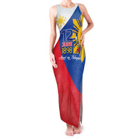 Philippines Independence Day Family Matching Tank Maxi Dress and Hawaiian Shirt Araw ng Kalayaan Polynesian Sun and YAKAN Pattern LT03 Mom's Dress Blue - Polynesian Pride