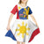 Philippines Independence Day Kid Short Sleeve Dress Araw ng Kalayaan Polynesian Sun and YAKAN Pattern