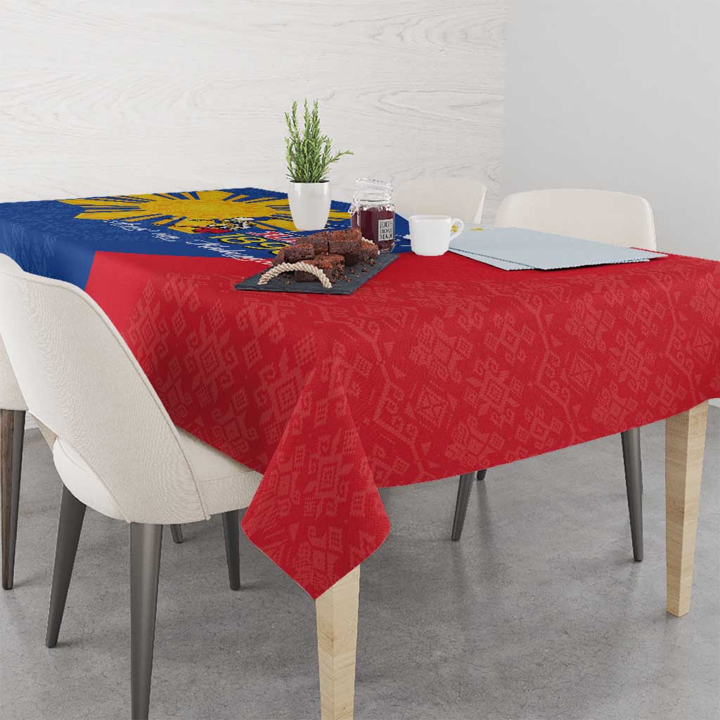 Philippines Independence Day Tablecloth Araw ng Kalayaan Polynesian Sun and YAKAN Pattern