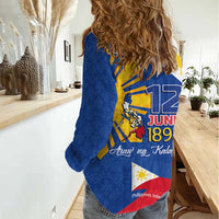 Philippines Independence Day Women Casual Shirt Araw ng Kalayaan Polynesian Sun and YAKAN Pattern