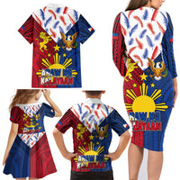 Philippines Independence Day 126th Anniversary Family Matching Long Sleeve Bodycon Dress and Hawaiian Shirt Polynesian Pattern National Flag Style LT03 - Polynesian Pride