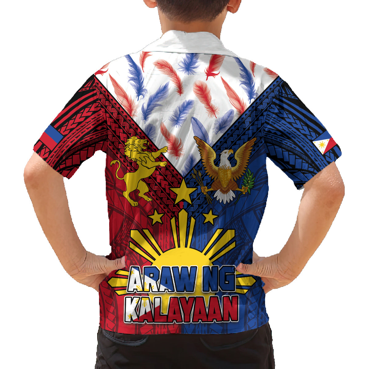 Philippines Independence Day 126th Anniversary Family Matching Off The Shoulder Long Sleeve Dress and Hawaiian Shirt Polynesian Pattern National Flag Style LT03 - Polynesian Pride
