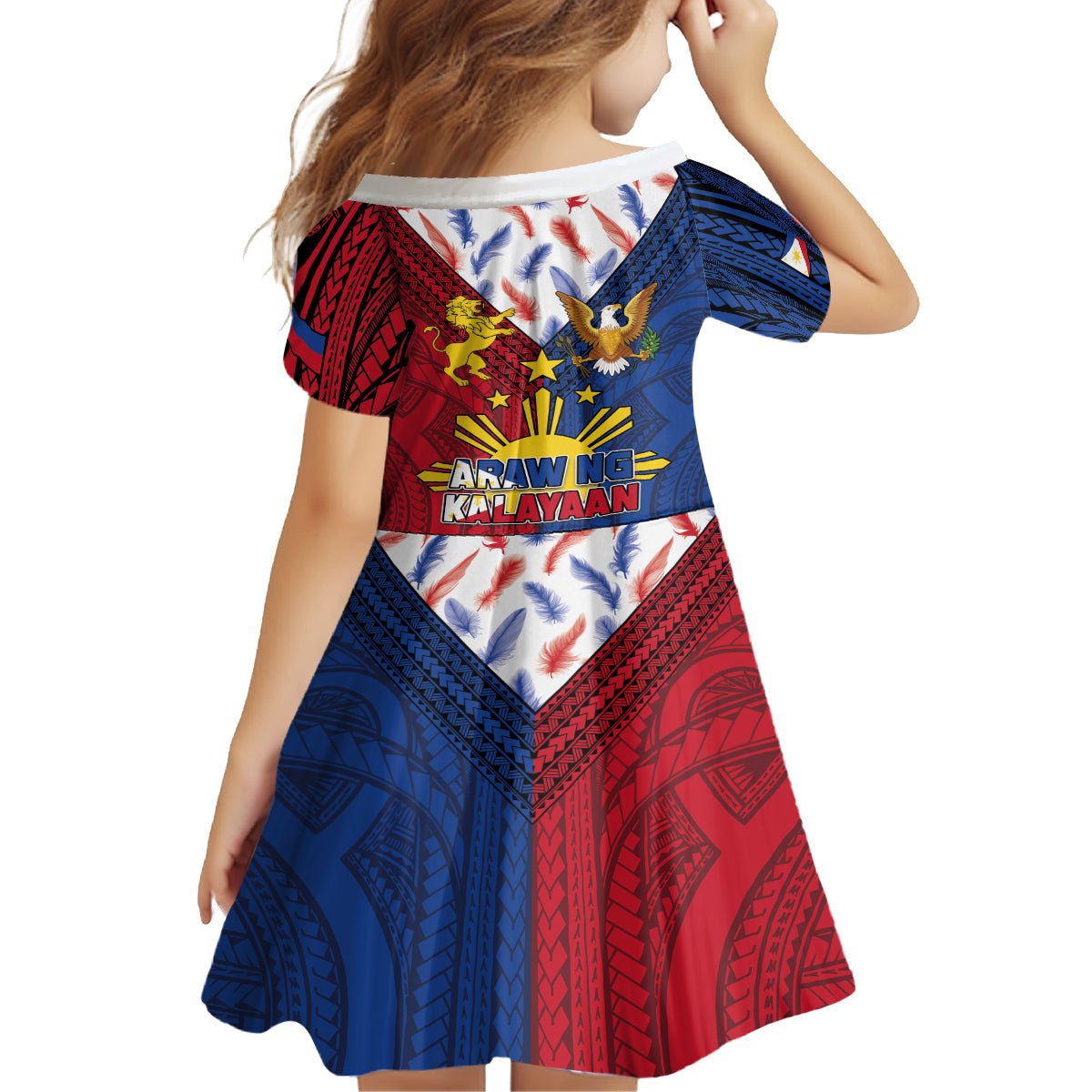 Philippines Independence Day 126th Anniversary Family Matching Off The Shoulder Long Sleeve Dress and Hawaiian Shirt Polynesian Pattern National Flag Style LT03 - Polynesian Pride
