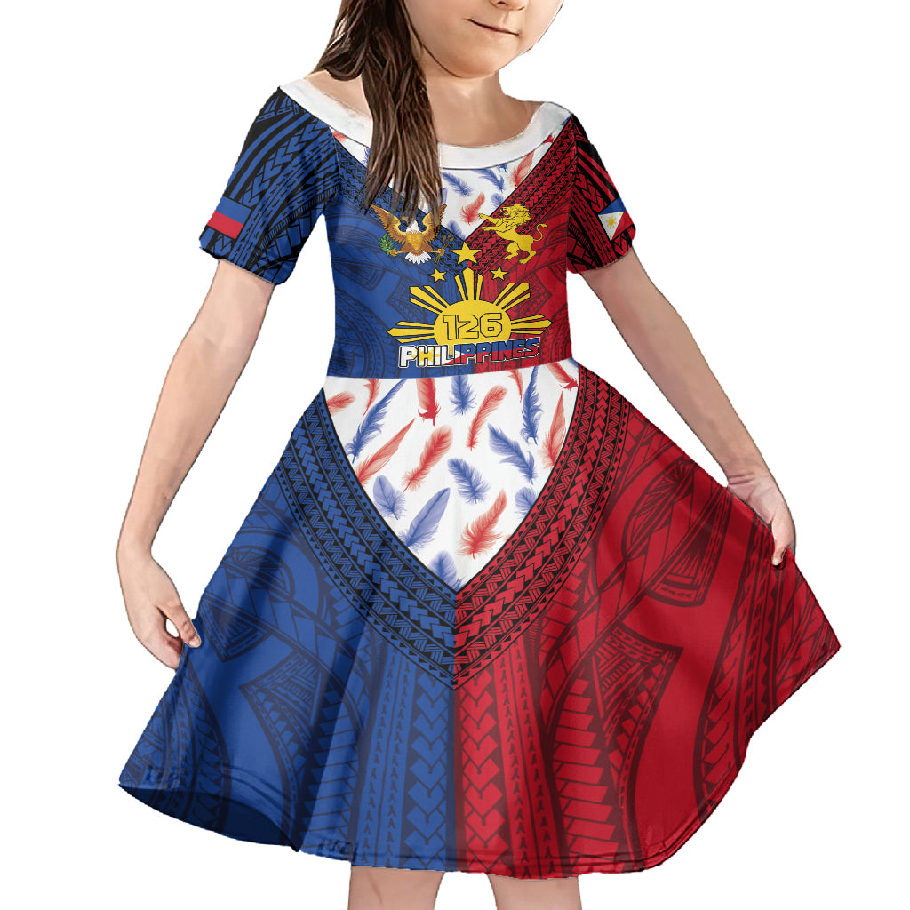 Philippines Independence Day 126th Anniversary Family Matching Off Shoulder Maxi Dress and Hawaiian Shirt Polynesian Pattern National Flag Style LT03 Daughter's Dress Red - Polynesian Pride