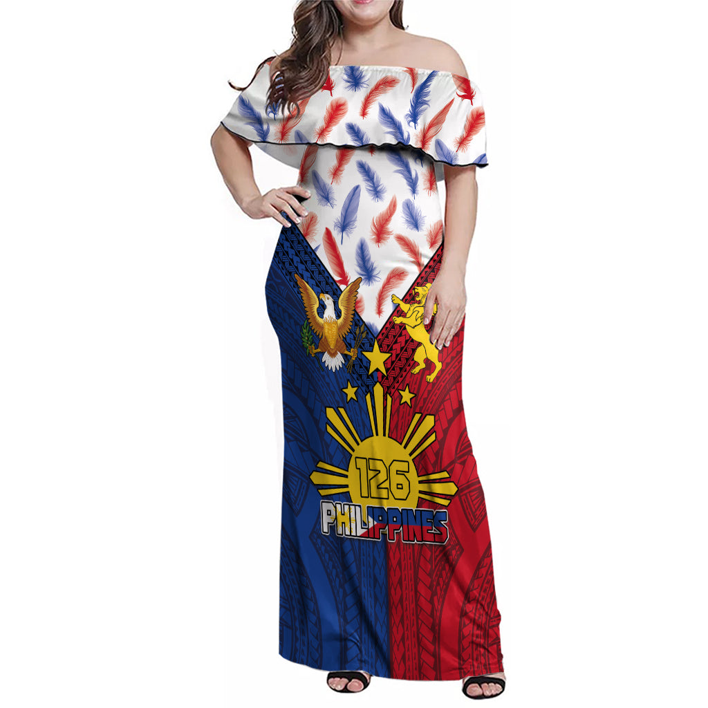 Philippines Independence Day 126th Anniversary Family Matching Off Shoulder Maxi Dress and Hawaiian Shirt Polynesian Pattern National Flag Style LT03 Mom's Dress Red - Polynesian Pride