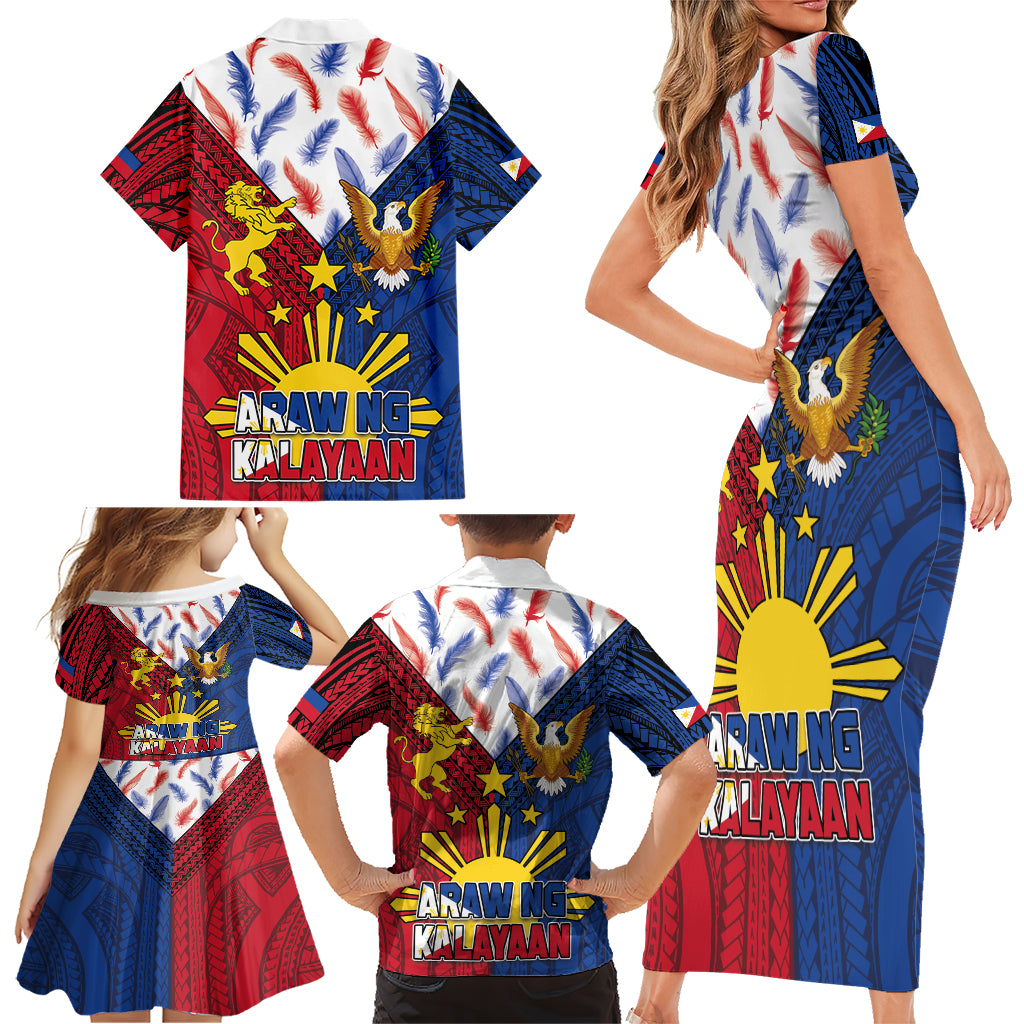 Philippines Independence Day 126th Anniversary Family Matching Short Sleeve Bodycon Dress and Hawaiian Shirt Polynesian Pattern National Flag Style LT03 - Polynesian Pride