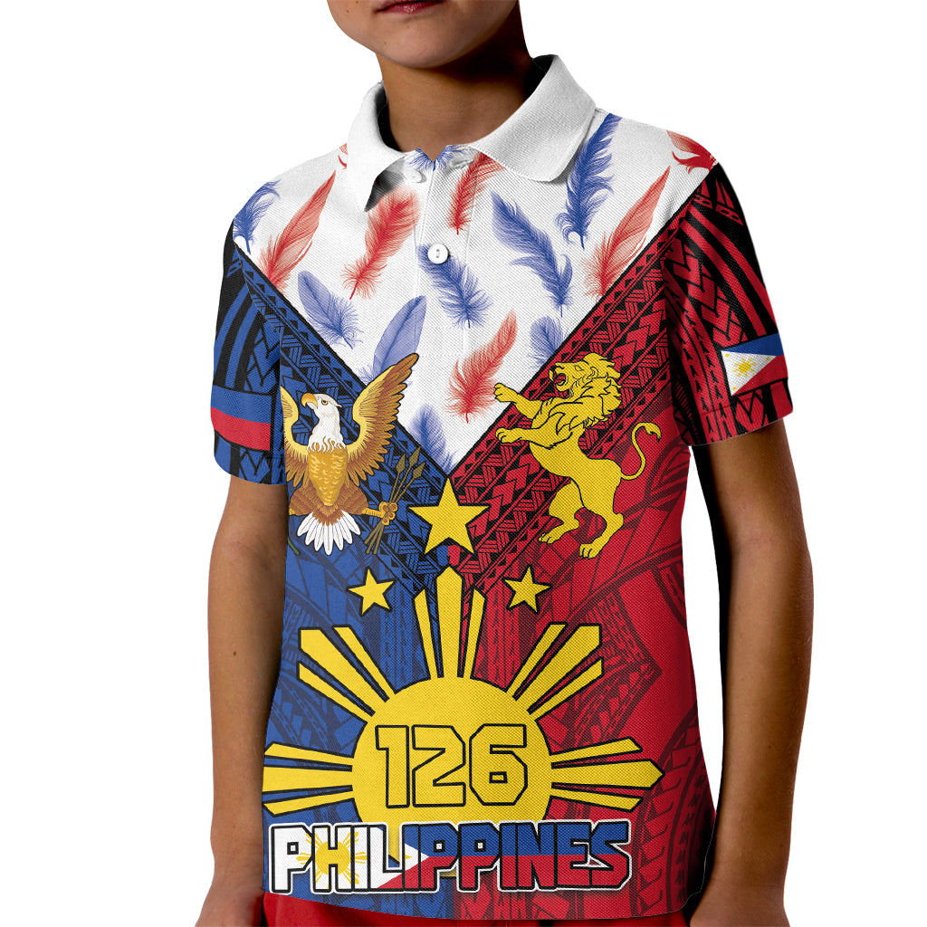 Philippines Independence Day 126th Anniversary Kid Polo Shirt Polynesian Pattern National Flag Style