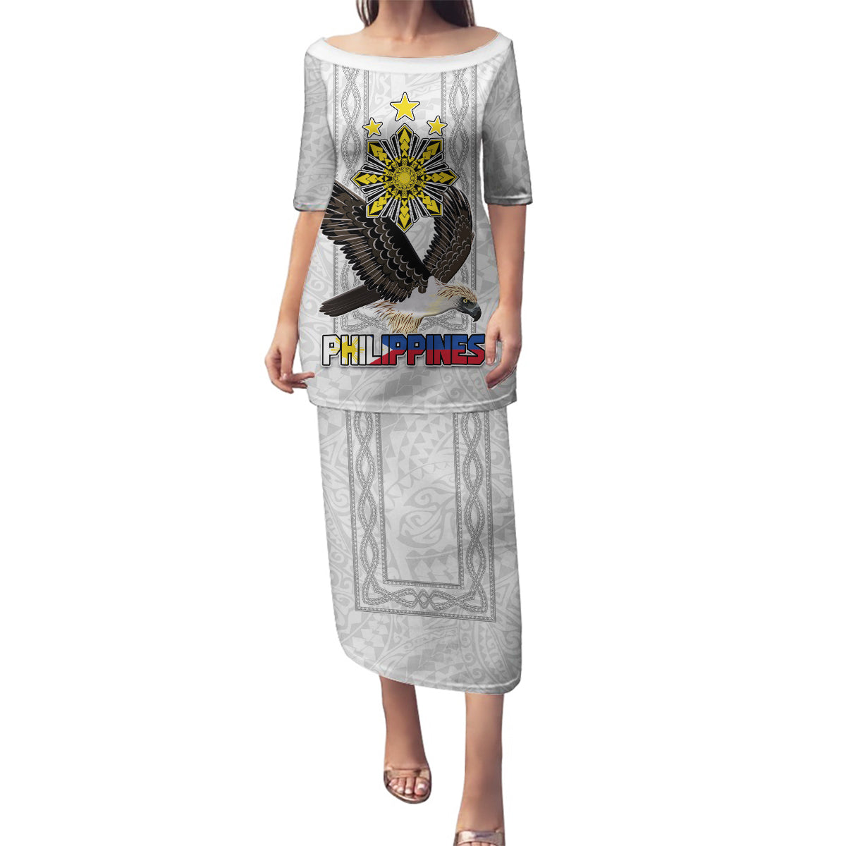 Philippines Eagle Week Family Matching Puletasi and Hawaiian Shirt Polynesian Pattern Barong Style