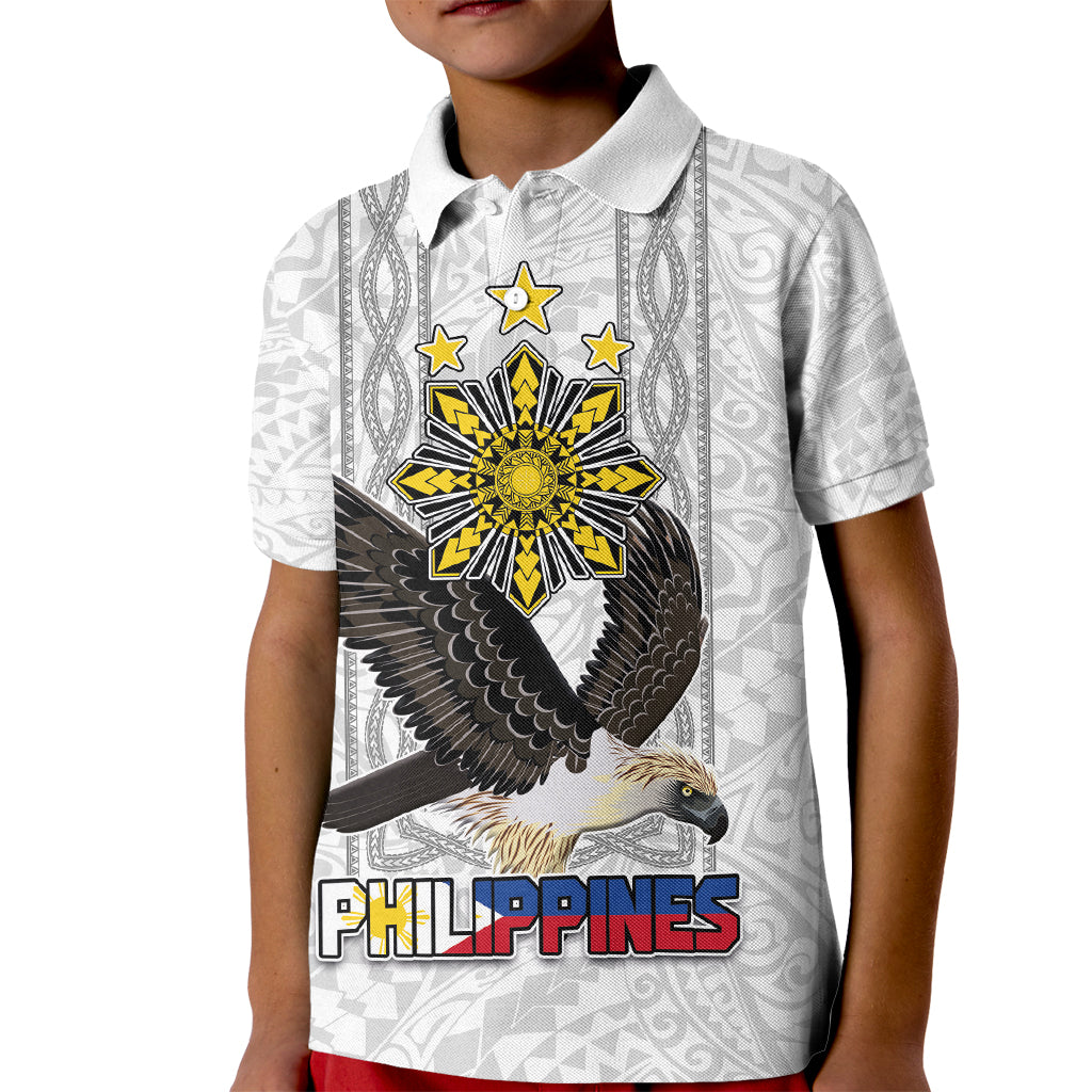 Philippines Eagle Week Kid Polo Shirt Polynesian Pattern Barong Style