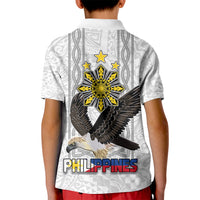 Philippines Eagle Week Kid Polo Shirt Polynesian Pattern Barong Style