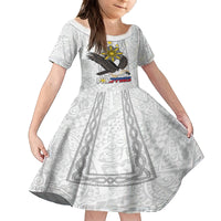 Philippines Eagle Week Kid Short Sleeve Dress Polynesian Pattern Barong Style