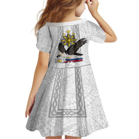 Philippines Eagle Week Kid Short Sleeve Dress Polynesian Pattern Barong Style