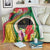 Vanuatu Tribal Boar Tusk Blanket Tropical Plants with Namele and Melanesian Pattern