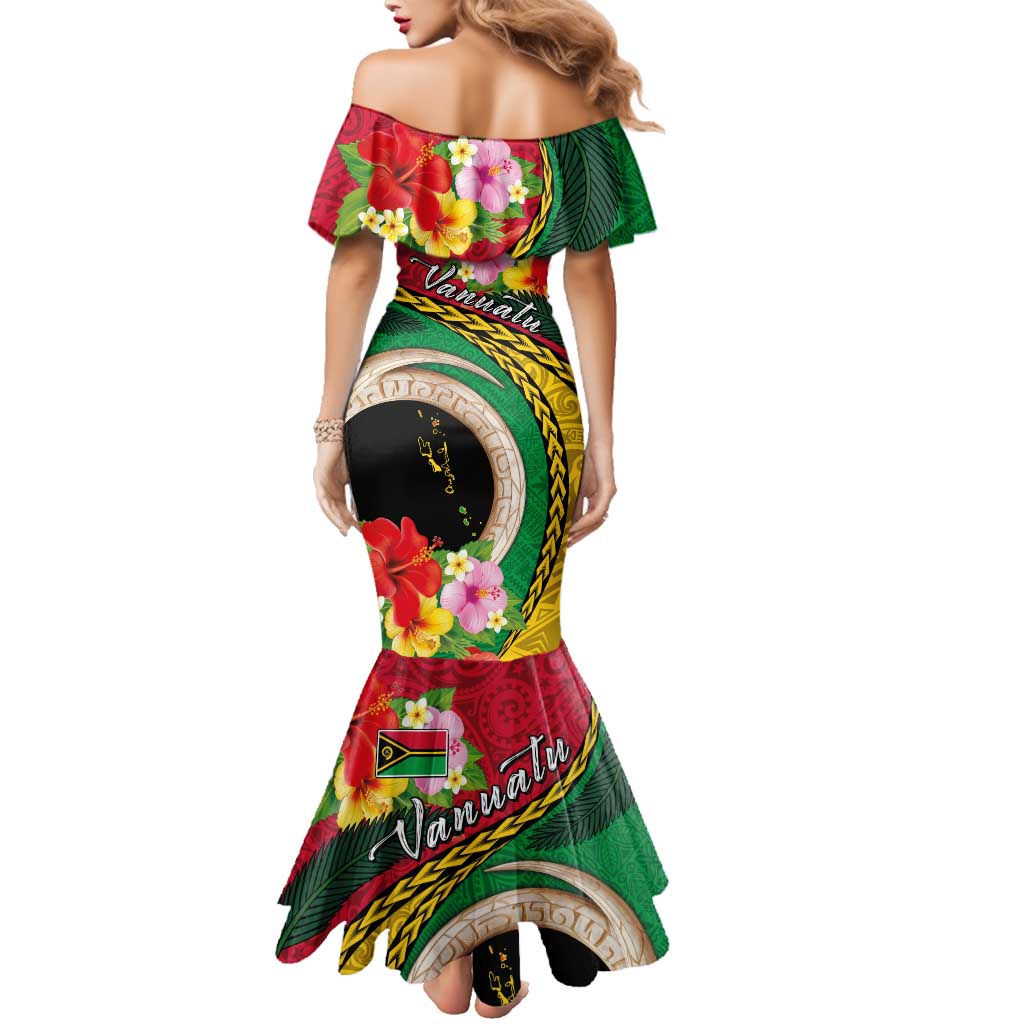 Vanuatu Tribal Boar Tusk Family Matching Mermaid Dress and Hawaiian Shirt Tropical Plants with Namele and Melanesian Pattern LT03 - Polynesian Pride