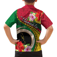 Vanuatu Tribal Boar Tusk Family Matching Off Shoulder Maxi Dress and Hawaiian Shirt Tropical Plants with Namele and Melanesian Pattern LT03 - Polynesian Pride