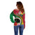 Vanuatu Tribal Boar Tusk Off Shoulder Sweater Tropical Plants with Namele and Melanesian Pattern