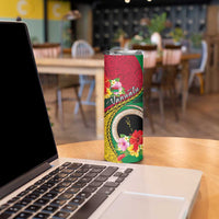 Vanuatu Tribal Boar Tusk Skinny Tumbler Tropical Plants with Namele and Melanesian Pattern