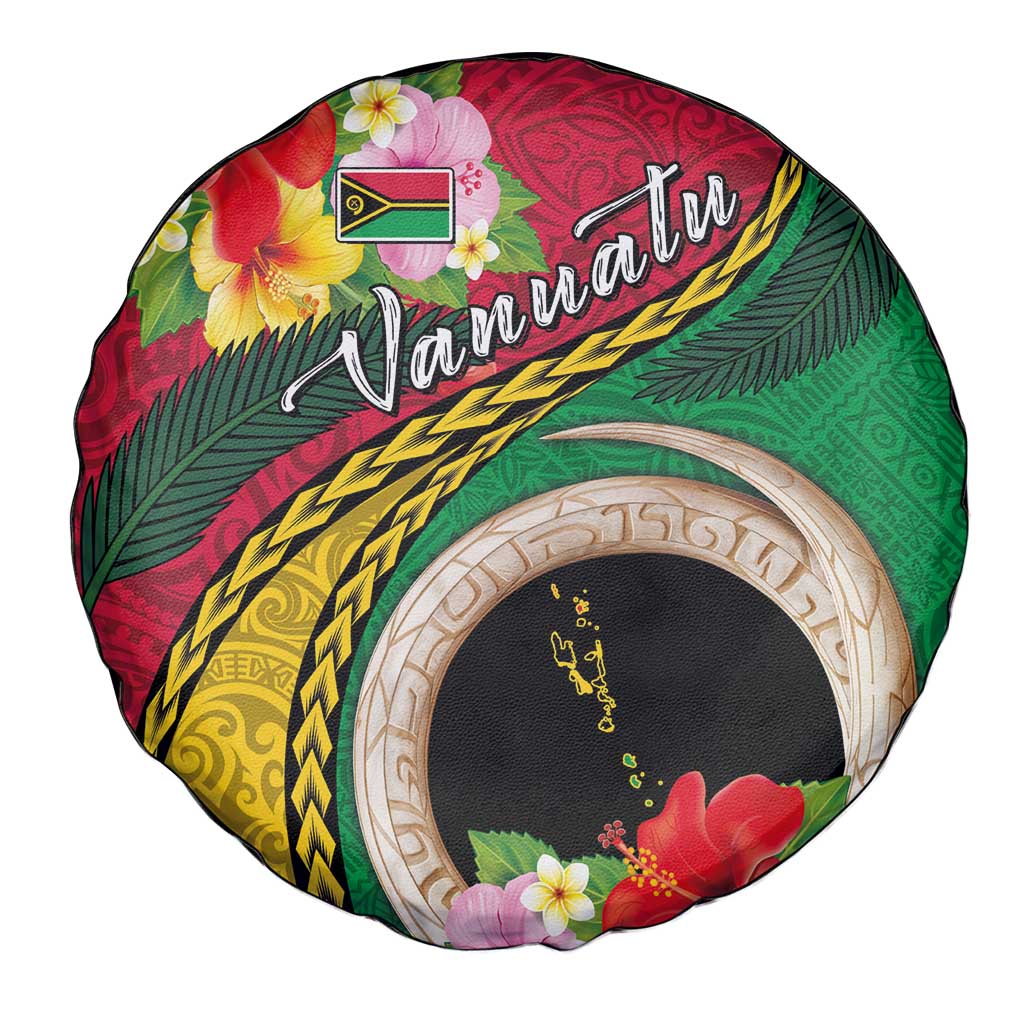 Vanuatu Tribal Boar Tusk Spare Tire Cover Tropical Plants with Namele and Melanesian Pattern LT03 - Polynesian Pride