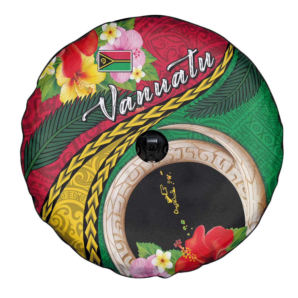 Vanuatu Tribal Boar Tusk Spare Tire Cover Tropical Plants with Namele and Melanesian Pattern LT03 - Polynesian Pride