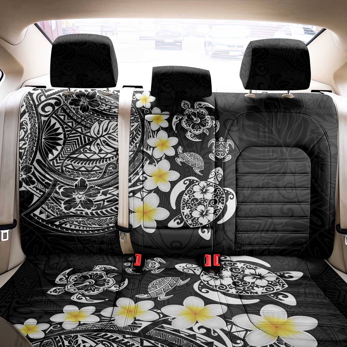 Hawaiian Plumeria Turtles Back Car Seat Cover Polynesian Art Tattoo LT03 - Polynesian Pride