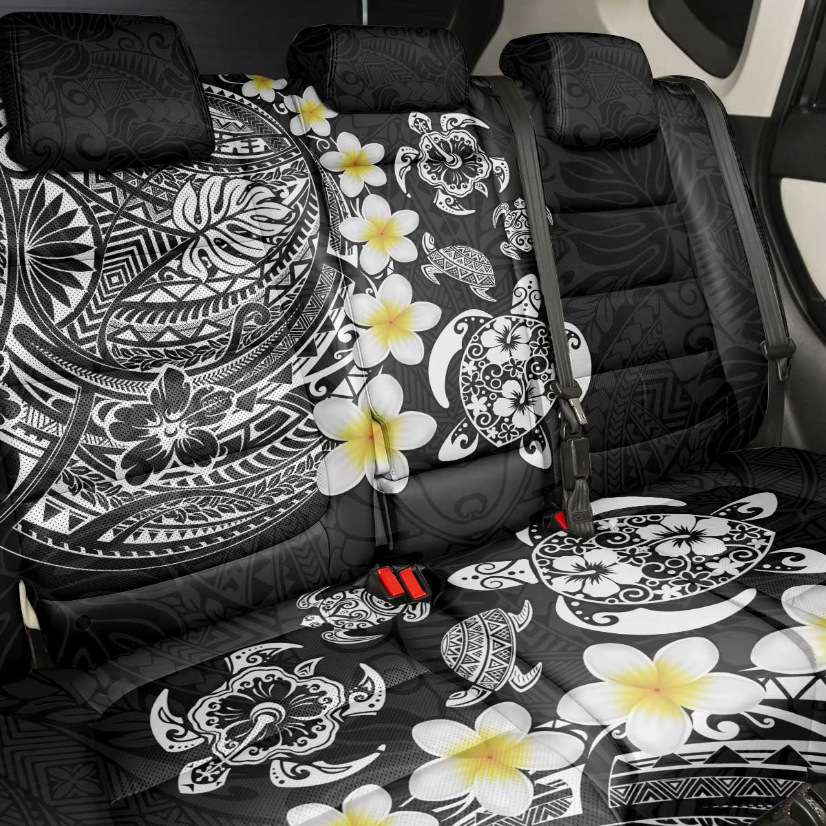 Hawaiian Plumeria Turtles Back Car Seat Cover Polynesian Art Tattoo LT03 - Polynesian Pride
