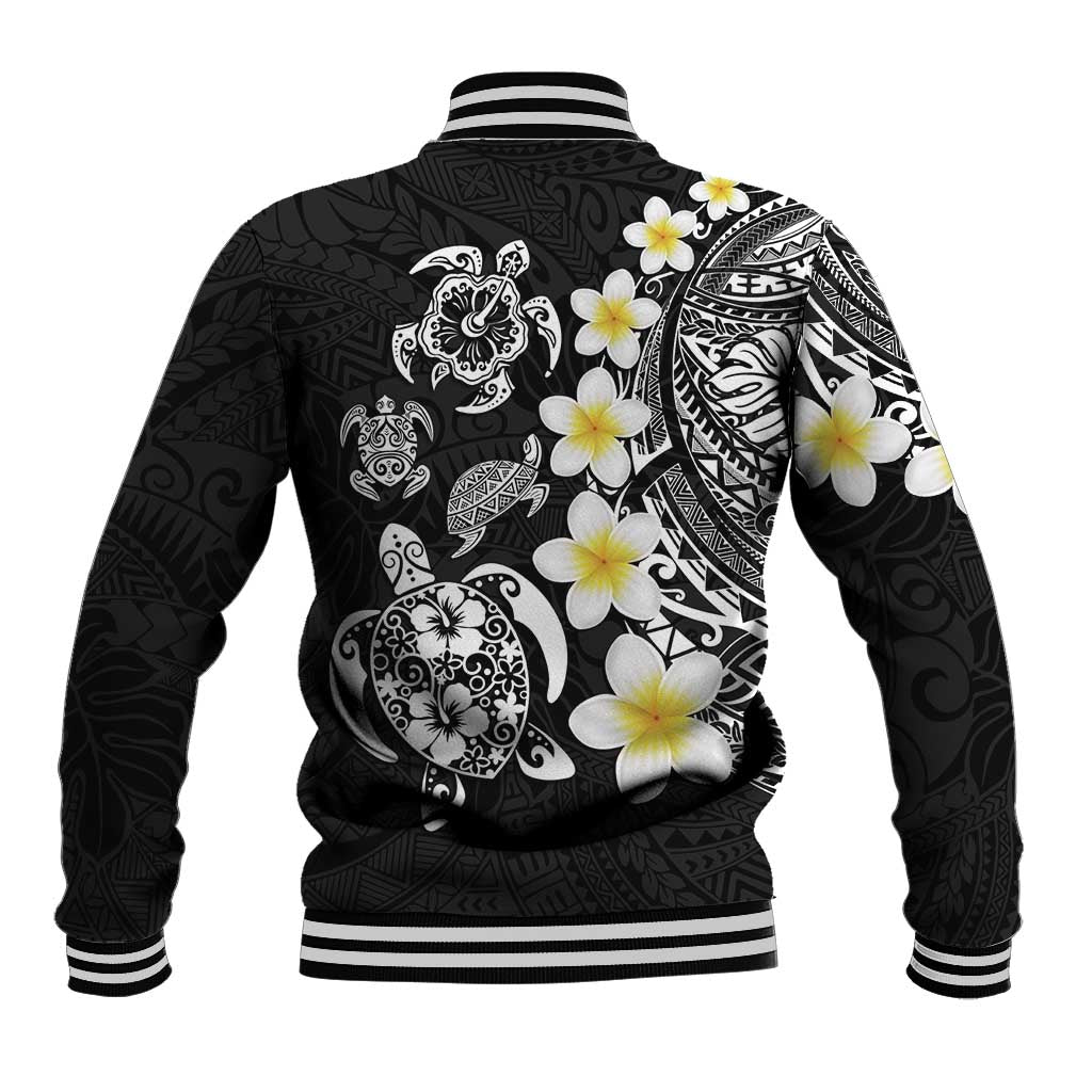 Hawaiian Plumeria Turtles Baseball Jacket Polynesian Art Tattoo
