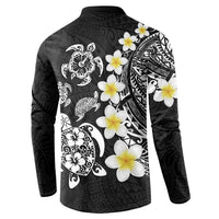 Hawaiian Plumeria Turtles Button Sweatshirt Polynesian Art Tattoo