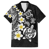 Hawaiian Plumeria Turtles Family Matching Long Sleeve Bodycon Dress and Hawaiian Shirt Polynesian Art Tattoo LT03 Dad's Shirt - Short Sleeve Black - Polynesian Pride