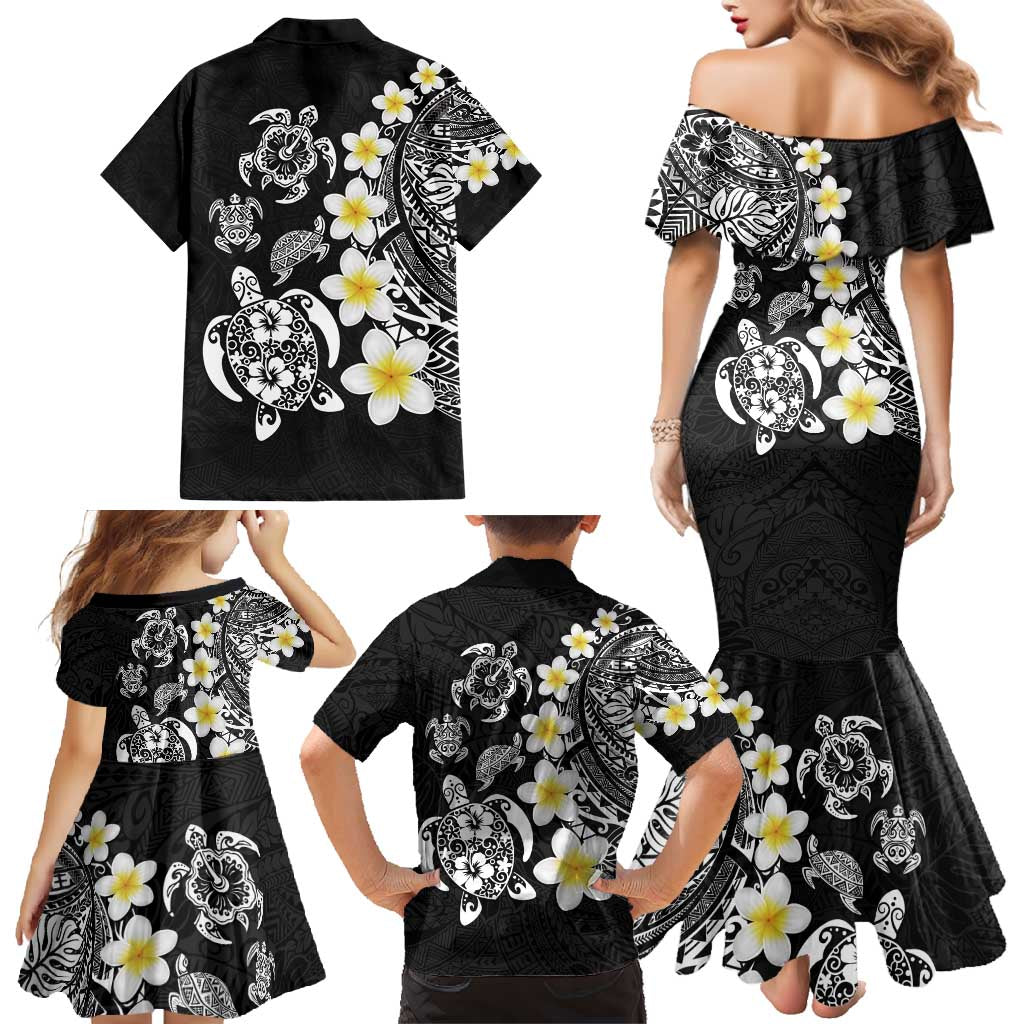 Hawaiian Plumeria Turtles Family Matching Mermaid Dress and Hawaiian Shirt Polynesian Art Tattoo LT03 - Polynesian Pride