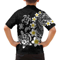 Hawaiian Plumeria Turtles Family Matching Off The Shoulder Long Sleeve Dress and Hawaiian Shirt Polynesian Art Tattoo LT03 - Polynesian Pride