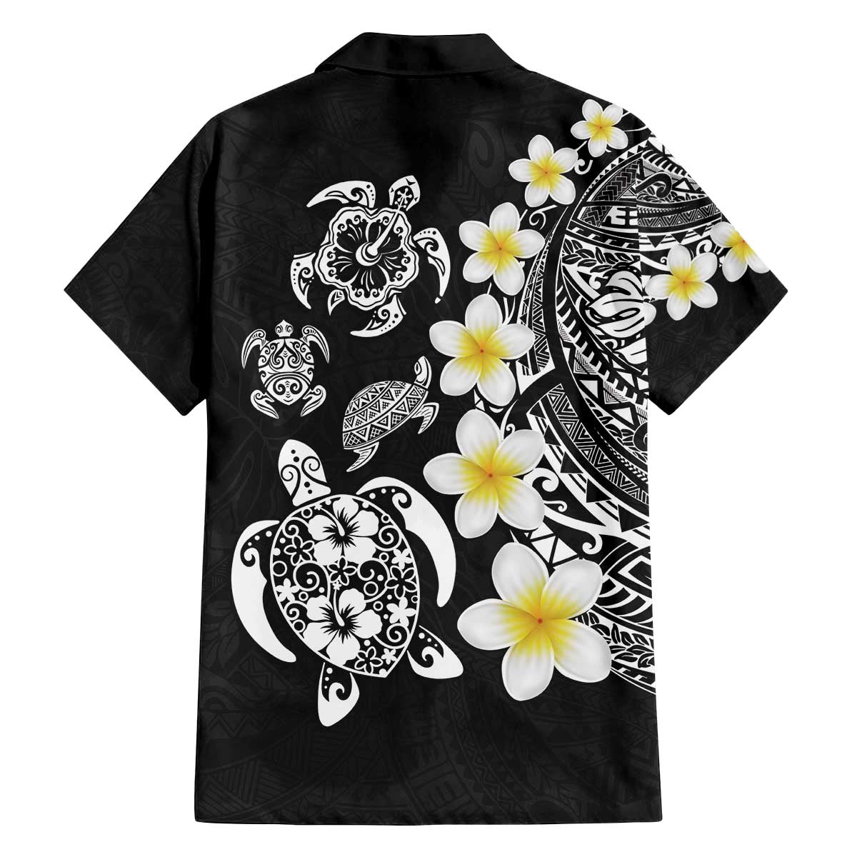 Hawaiian Plumeria Turtles Family Matching Off The Shoulder Long Sleeve Dress and Hawaiian Shirt Polynesian Art Tattoo LT03 - Polynesian Pride