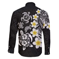 Hawaiian Plumeria Turtles Family Matching Off The Shoulder Long Sleeve Dress and Hawaiian Shirt Polynesian Art Tattoo LT03 - Polynesian Pride