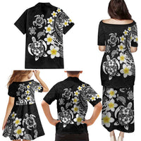 Hawaiian Plumeria Turtles Family Matching Puletasi and Hawaiian Shirt Polynesian Art Tattoo LT03 - Polynesian Pride