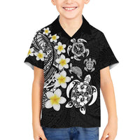 Hawaiian Plumeria Turtles Family Matching Short Sleeve Bodycon Dress and Hawaiian Shirt Polynesian Art Tattoo LT03 Son's Shirt Black - Polynesian Pride