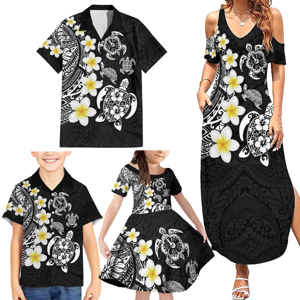 Hawaiian Plumeria Turtles Family Matching Summer Maxi Dress and Hawaiian Shirt Polynesian Art Tattoo LT03 - Polynesian Pride