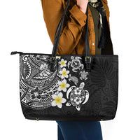 Hawaiian Plumeria Turtles Leather Tote Bag Polynesian Art Tattoo LT03 - Polynesian Pride