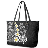 Hawaiian Plumeria Turtles Leather Tote Bag Polynesian Art Tattoo LT03 - Polynesian Pride