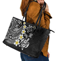 Hawaiian Plumeria Turtles Leather Tote Bag Polynesian Art Tattoo LT03 - Polynesian Pride
