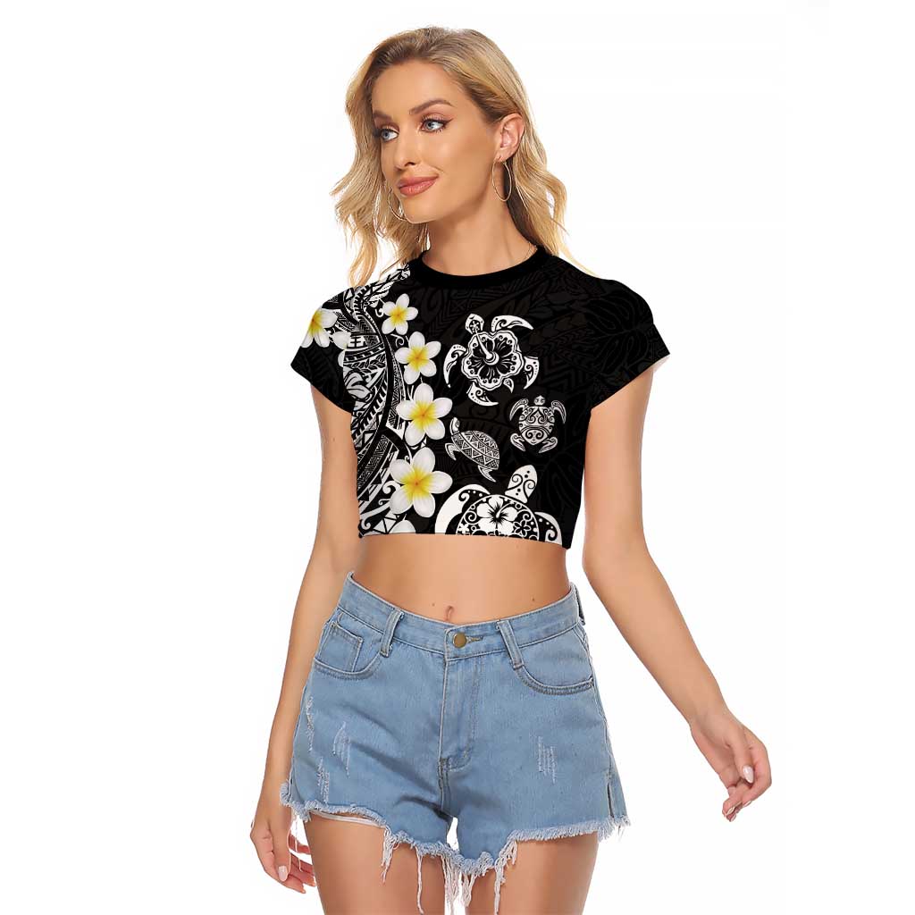 Hawaiian Plumeria Turtles Raglan Cropped T Shirt Polynesian Art Tattoo