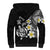 Hawaiian Plumeria Turtles Sherpa Hoodie Polynesian Art Tattoo