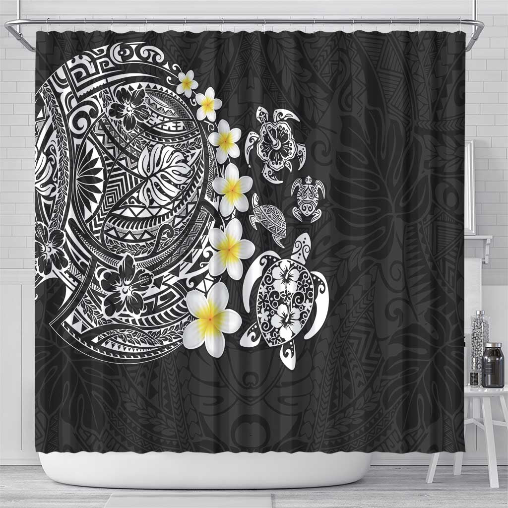 Hawaiian Plumeria Turtles Shower Curtain Polynesian Art Tattoo LT03 - Polynesian Pride