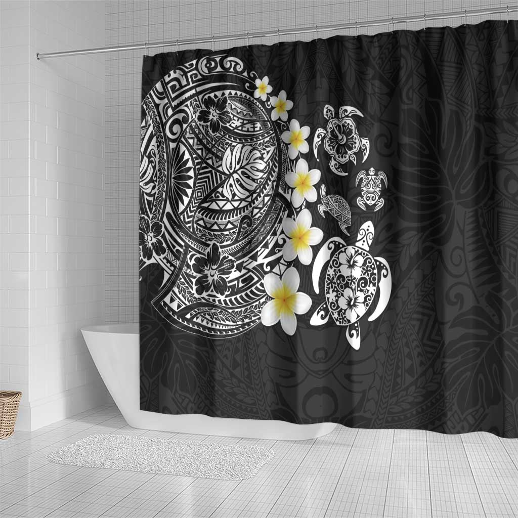Hawaiian Plumeria Turtles Shower Curtain Polynesian Art Tattoo LT03 - Polynesian Pride