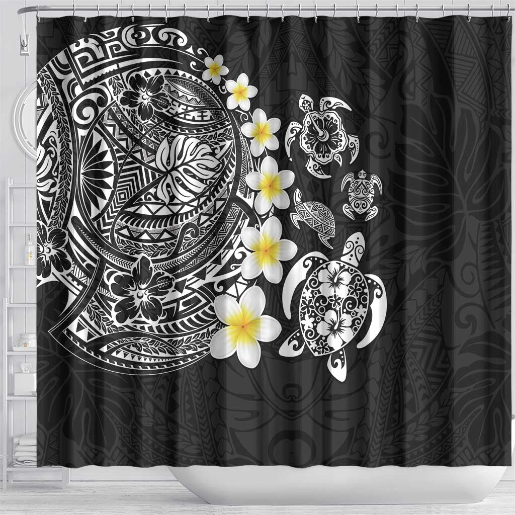 Hawaiian Plumeria Turtles Shower Curtain Polynesian Art Tattoo LT03 - Polynesian Pride