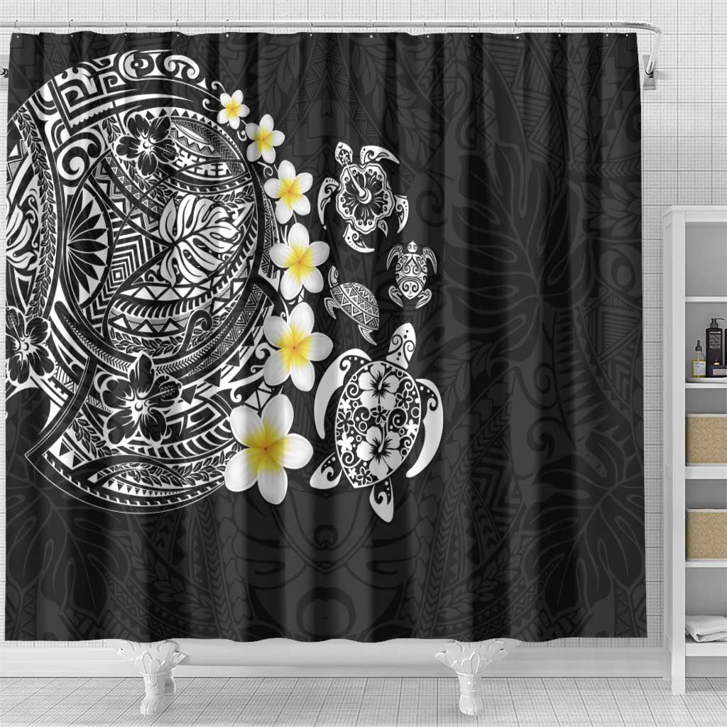 Hawaiian Plumeria Turtles Shower Curtain Polynesian Art Tattoo LT03 - Polynesian Pride