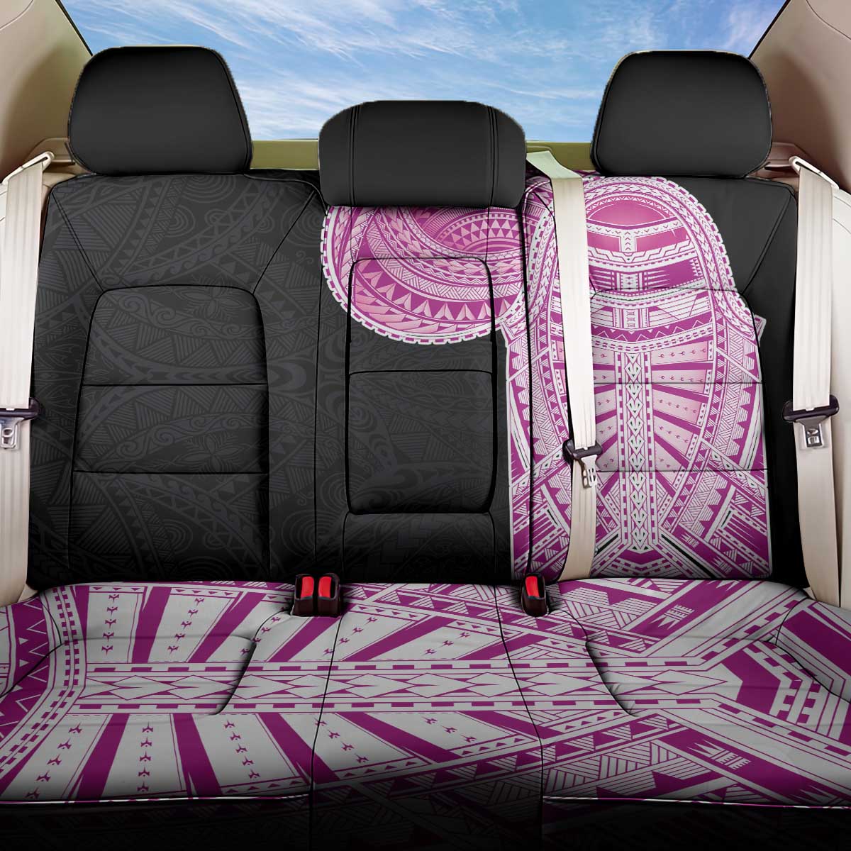 Samoan Art Tattoo Polynesian Pattern Back Car Seat Cover Pink Out Color